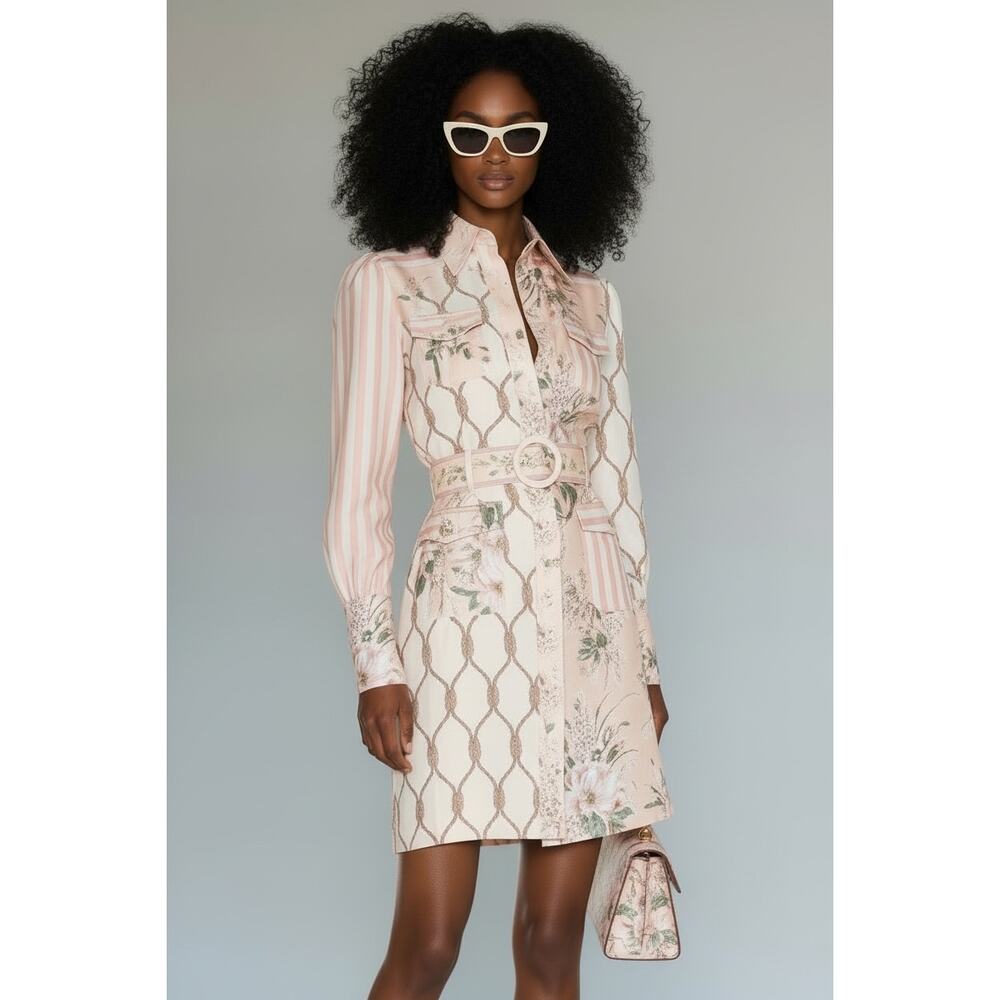 Zimmermann Spliced Moonshine Patchwork Linen Shir… - image 3